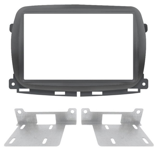 Moldura Autorrádio  2 Din Preto Fiat 500 16-