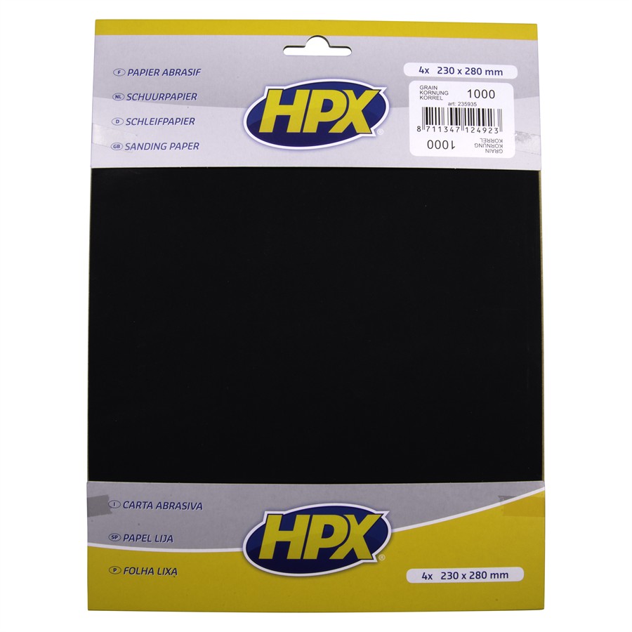 Folhas de Papel Lixa HPX &agrave; base de &aacute;gua P1000 4UNI